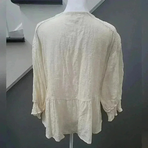 Umgee Embroidered Boho Peplum Cottage core Prairie Gauzy Women's Size Medium - Picture 4 of 6